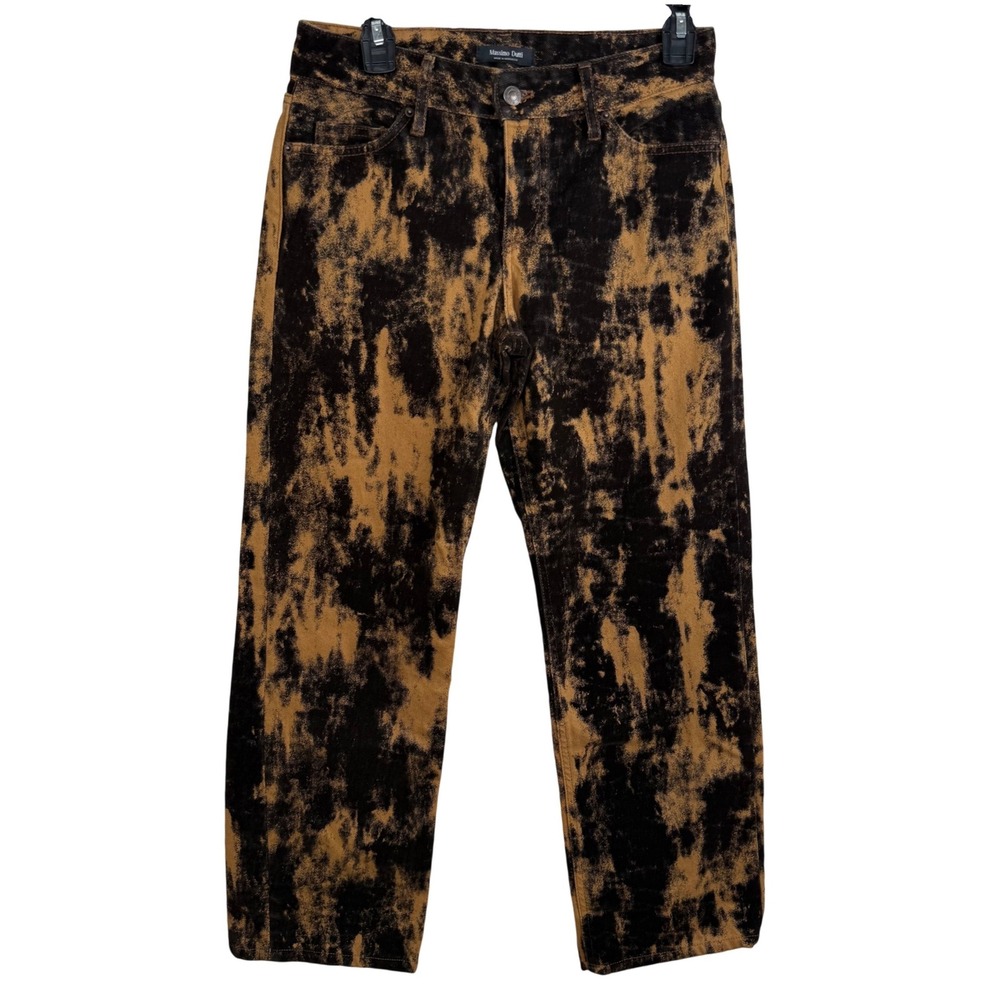 Massimo Dutti Acid Wash Jeans 2 Brown Bleached Grunge Straight Leg